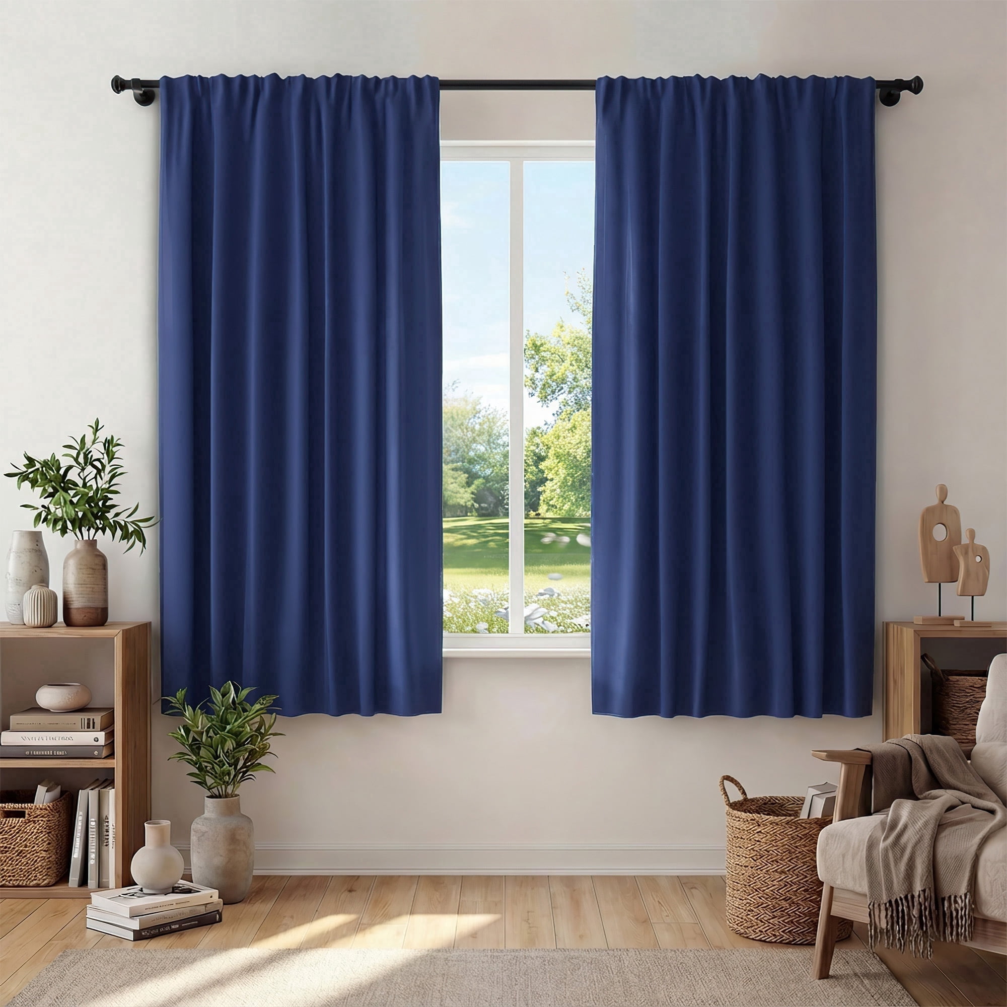 XUEYU Window Curtains Blackout, Back Tab Curtains 63 Inch, 100%
