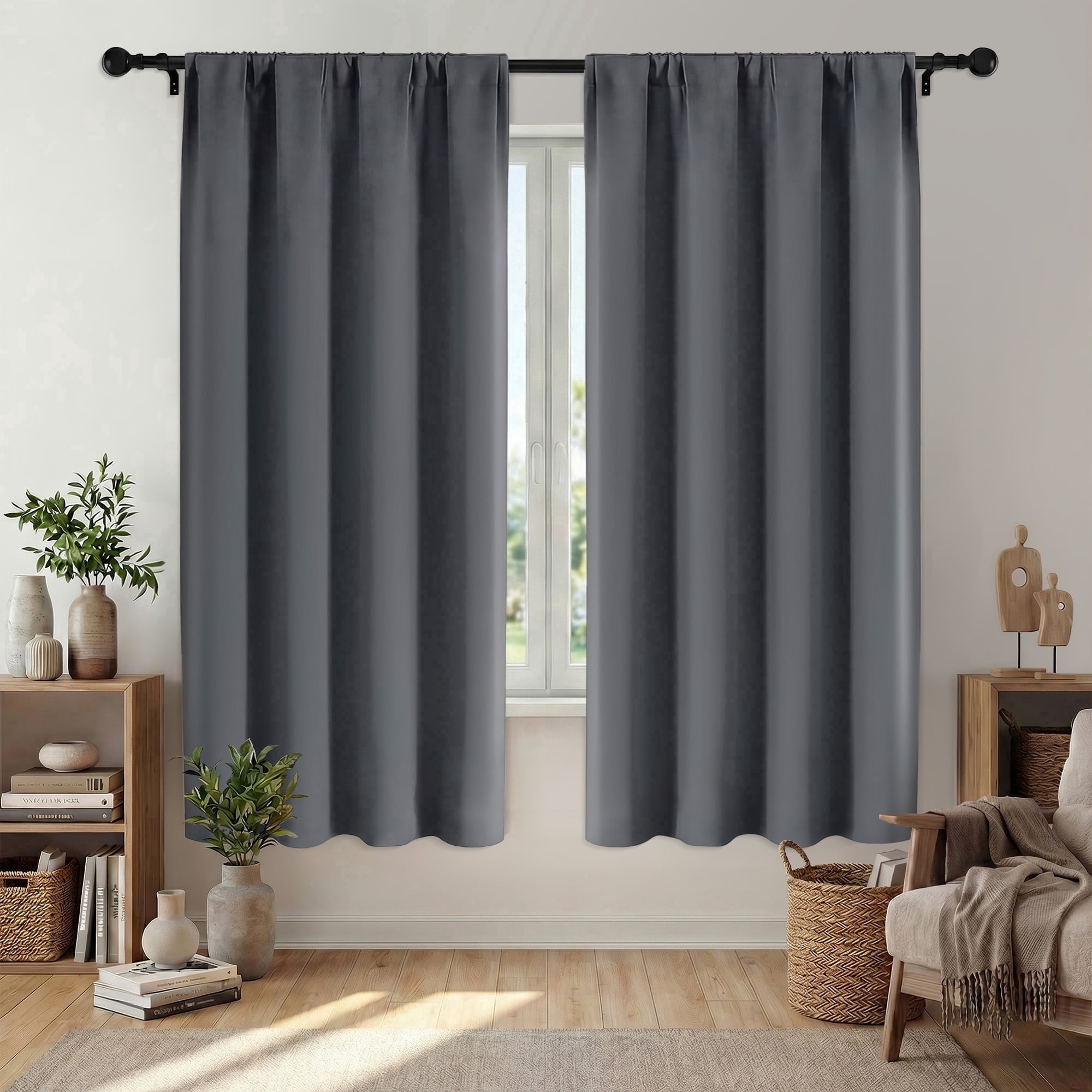 XUEYU Window Curtains Blackout, Back Tab Curtains 72 Inch, 100%