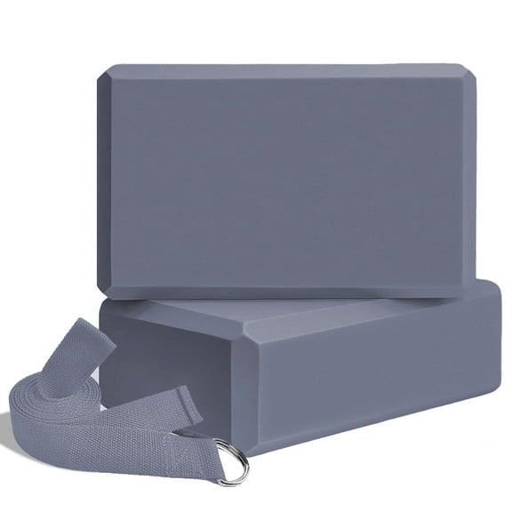 XUEYU Yoga Block 2 Packs with Strap Set, High Density & Lightweight EVA Foam Blocks(9x6x3 inches), Soft Non-Slip Surface & 6FT Strap for Yoga, General Fitness, Pilates, Stretching and Toing