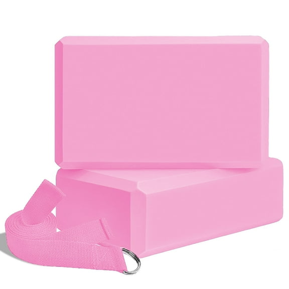 XUEYU Yoga Block 2 Packs with Strap Set, High Density & Lightweight EVA Foam Blocks(9x6x3 inches), Soft Non-Slip Surface & 6FT Strap for Yoga, General Fitness, Pilates, Stretching and Toing