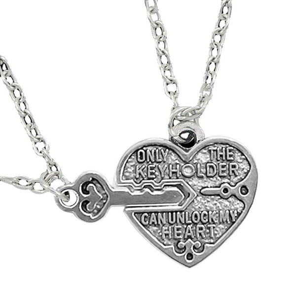 XUFLVPSEF 1 Set Couples Necklace Only The Key Holder Can Unlock My Heart Broken Heart Key Pendants Fashionable and Creative Couple Necklace Personalized Key Heart Shaped Key Lock Letter Pendant