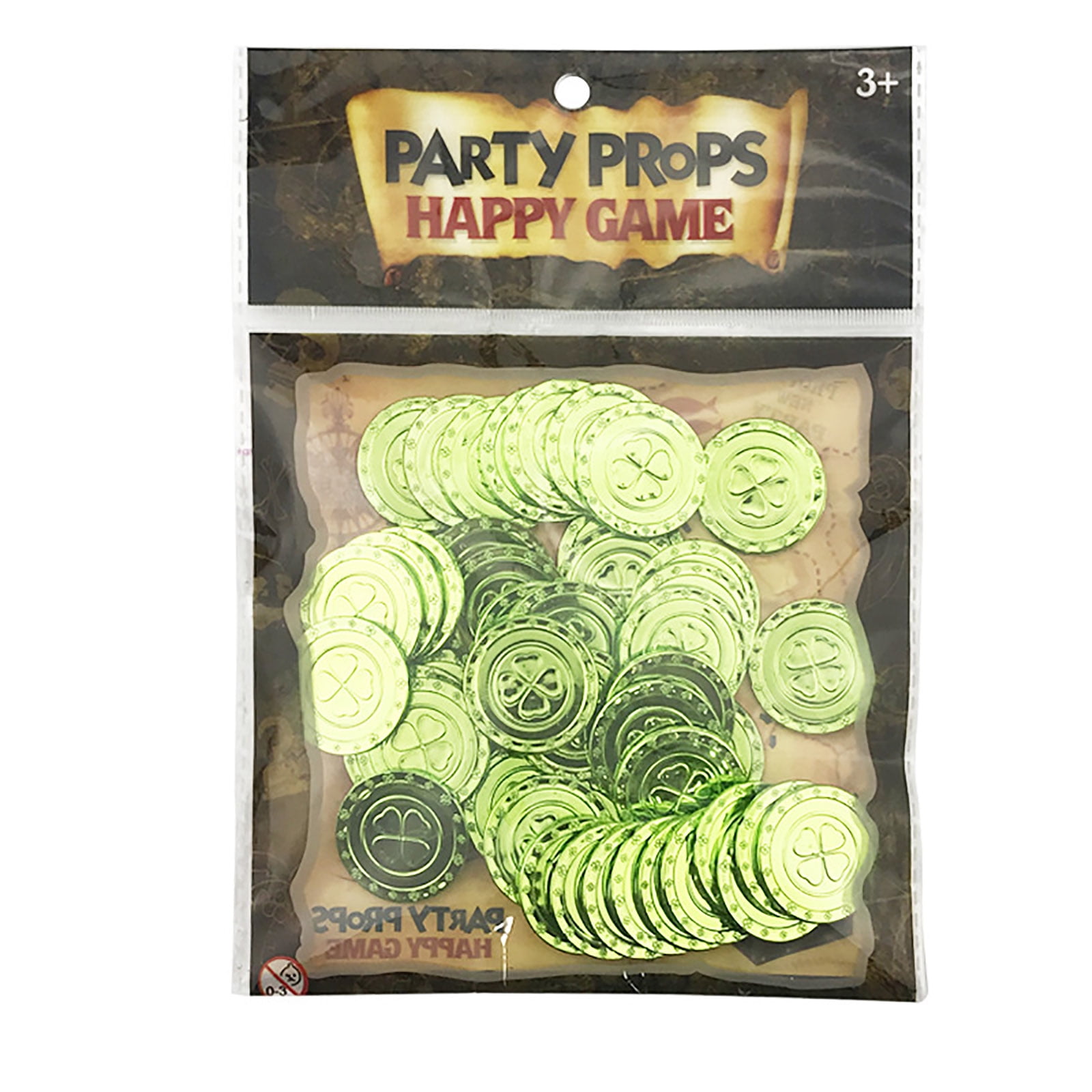 XUFLVPSEF 100 PCS St. Patrick's Day Gold Coins Plastic Lucky Coins Shamrock Leprechaun 3 Leaf Clover Coins for Kids Play St Patricks Party Decoration Favors, 1.22 Inch