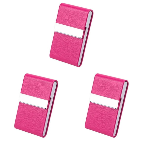 XUFLVPSEF 3PCS Business Card Holder Case PU Leather Business Card Case Name Card Holder Slim Metal Pocket Card Holder with Magnetic Shut