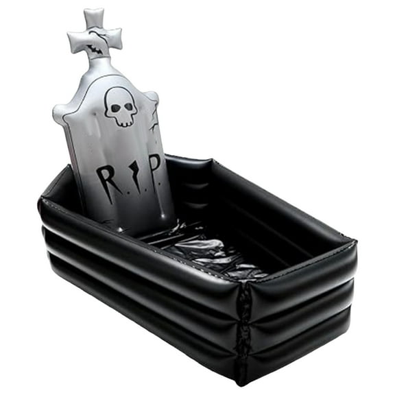 XUFLVPSEF 44 Inch Halloween Inflatable Tombstone Coffin Drink Cooler Party Supplies, Halloween Party Beverage Holder for Indoor Outdoor Home Party Decorations Inflatable Serving Bar Drink Container