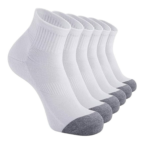 XUFLVPSEF 5 Pairs Men's Basketball Socks Solid Color Short Socks Black Socks Gym Golf Tennis Athletic Socks Work Socks White