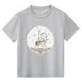 thumbnail image 1 of XUFLVPSEF Baby Boy Clothes Little Children and Big Kids Rock Astronaut Cartoon Print Boys Girls Tops Short Sleeved T Shirts Boys Shirts Size 10-12 Grey 4-6 Years, 1 of 6