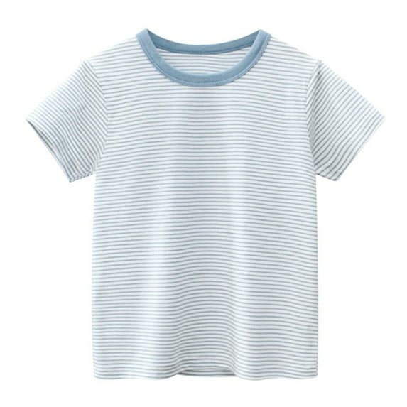 XUFLVPSEF Baby Boy Clothes Toddler Kids Baby Boys Girls Striped Short Sleeve Crewneck T Shirts Tops Tee Clothes for Children Girls White T Shirt Light Blue 2-3 Years