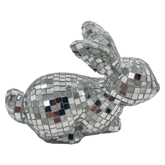 XUFLVPSEF Easter Decorative Bunny Prop for Disco Party Reflective Mirror Silver Animal Ornament Disco Party Rabbit Decor Rabbit Disco Ball Disco Animal Ornament