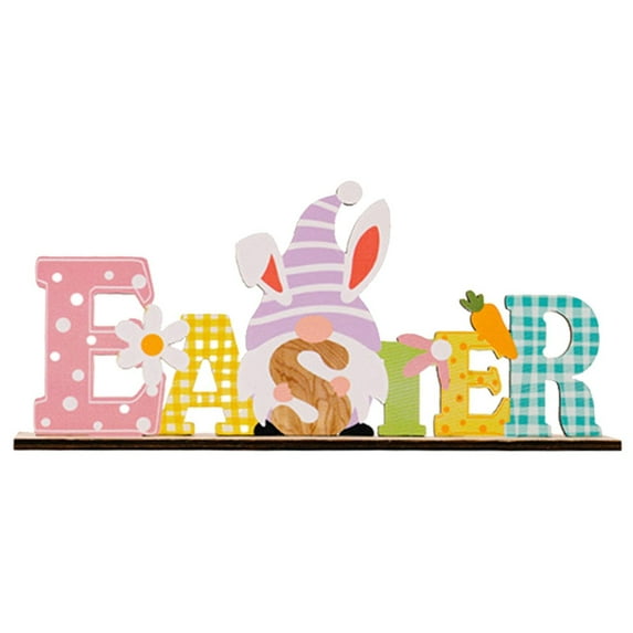 XUFLVPSEF Easter Table Decorations Sign - Wooden Tabletop Centerpiece Bunny Eggs Decor Signs for Spring Home Kitchen Office Vintage Rustic Farmhouse Holiday Party Gift Supplies