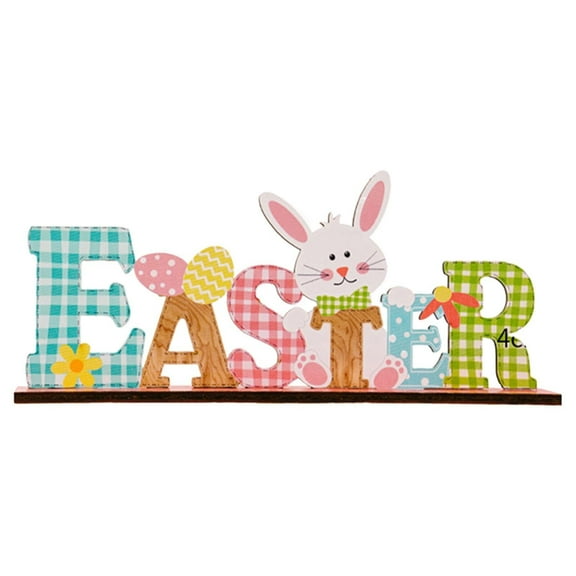 XUFLVPSEF Easter Table Decorations Sign - Wooden Tabletop Centerpiece Bunny Eggs Decor Signs for Spring Home Kitchen Office Vintage Rustic Farmhouse Holiday Party Gift Supplies