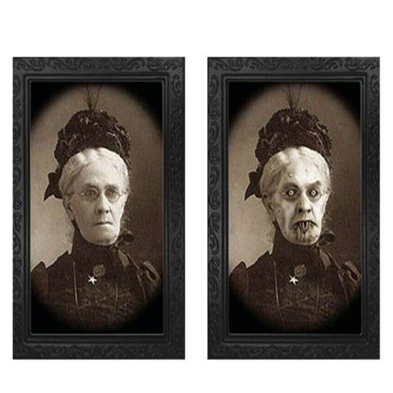 XUFLVPSEF Halloween Decorations 3D Changing Face Moving Portrait Pictures Frame Home Decor Horror Spooky Decor for Halloween Party Scary Posters for Haunted Mansion Wall Door Kitchen