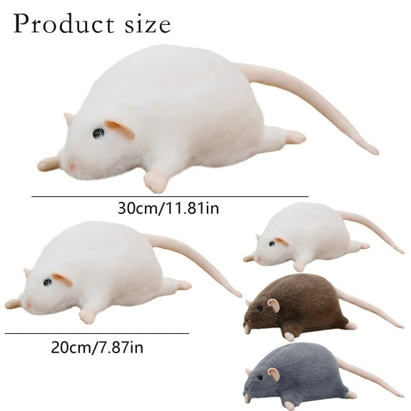 XUFLVPSEF Large Rat Plush Pillow (8" 12") - Soft & Cute Stuffed Animal Pillow, Adorable Rat Cuddle Pillow for Bed, Sofa, Room Decor (White, Brown, Gray)