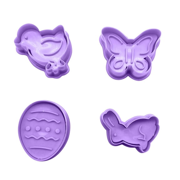 XUFLVPSEF Mini 3D Easter Cookie Cutters Set, Easter Fondant Biscuit Pastry Cookie Cutter Stamp, Spring Spring-Loaded Handle Cutter Shape with Easter Eggs, Bunny, Chick, Butterfly