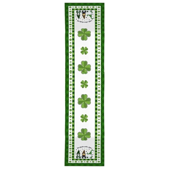 XUFLVPSEF St Patricks Day Table Runner Long,Shamrock St Patty's Day Table Runner St. Patrick's Day Decorations,Seasonal Spring Kitchen Dining Table Mantle Decor,Irish Table Runner
