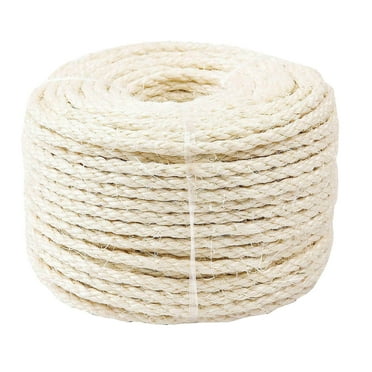 XUFLVPSEF White Sisal Rope 4mm x 32.8-Feet for Cat Scratching Post Tree Tower Replacement Repair and Replace,DIY Hemp Twine Rope for Kittens Shelves Furniture Window Bed Perch House Climbing, 4mm x10m