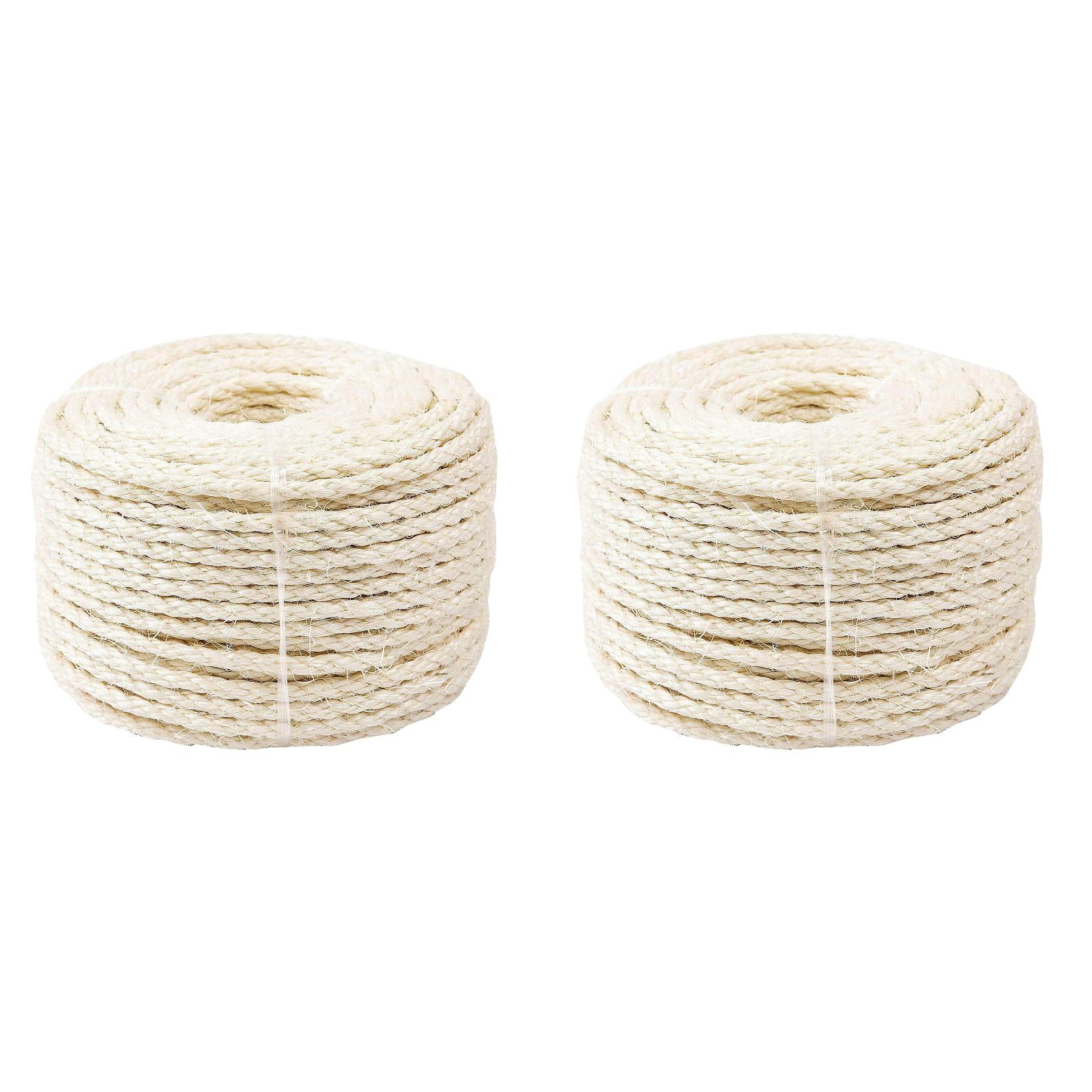 Luff Rope Replacement XUFLVPSEF White Sisal Rope 4mm x 65.6Ft for Cat Scratching Post Tree ...