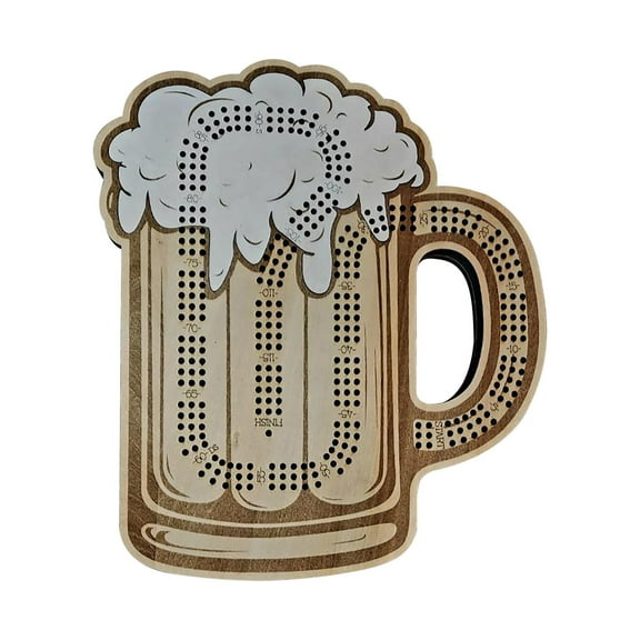 XUFLVPSEF Wooden Cribbage Board Game Set - Metal Pegs - Continuous 3 Track Board - Larger Storage Area, Travel Portable Cribbage Game Sets for Family