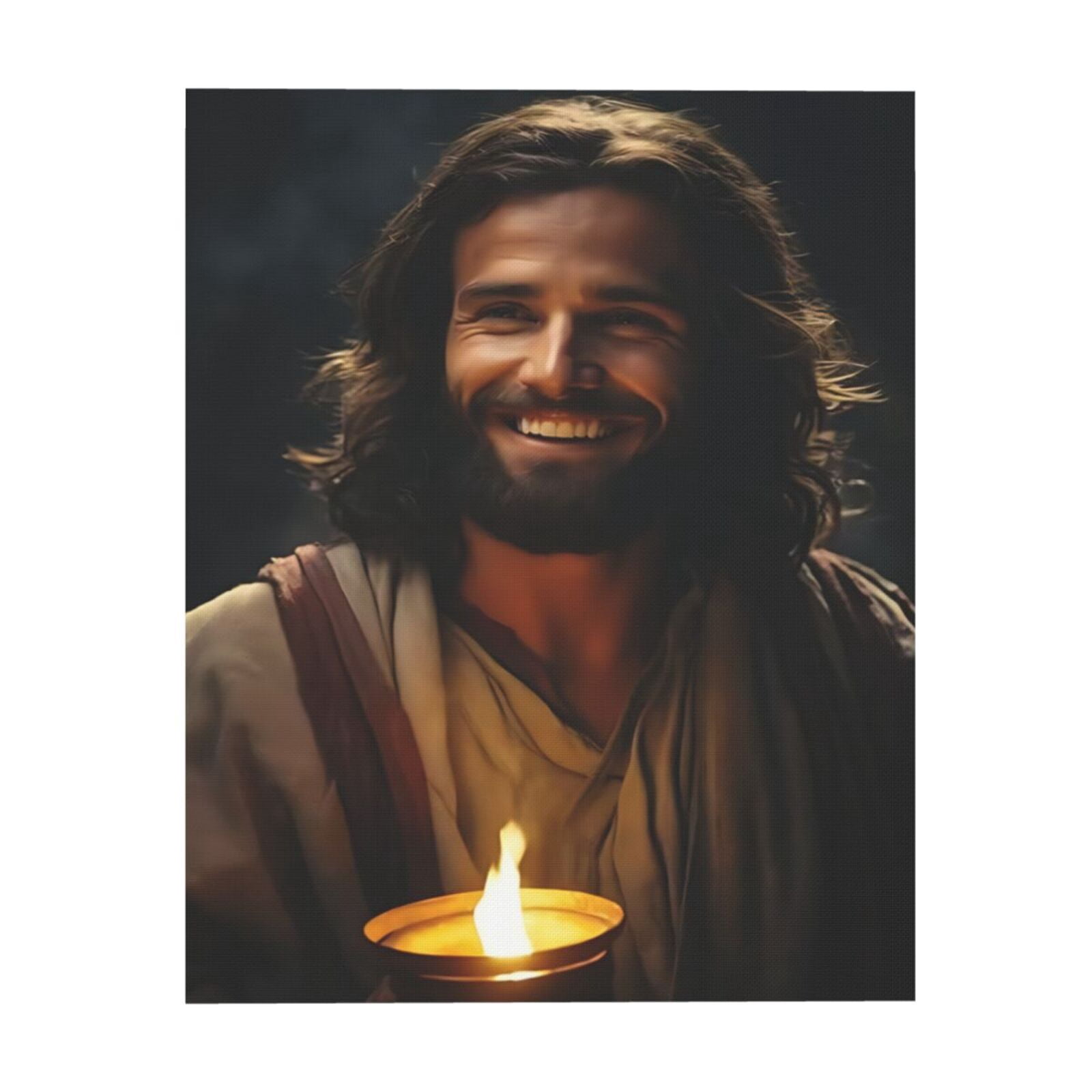 XUFX Good Luck Happy Smiling Jesus Decor Religious Canvas Wall Painting ...