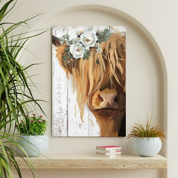 XUFX Highland Cow Art and Farmhouse Wall Decor - Country Canvas Printing Rustic Bedroom Decor Retro Yak Wall Art Home Artwork Print Used in Bathroom Office Decorate Framed 20x24inch