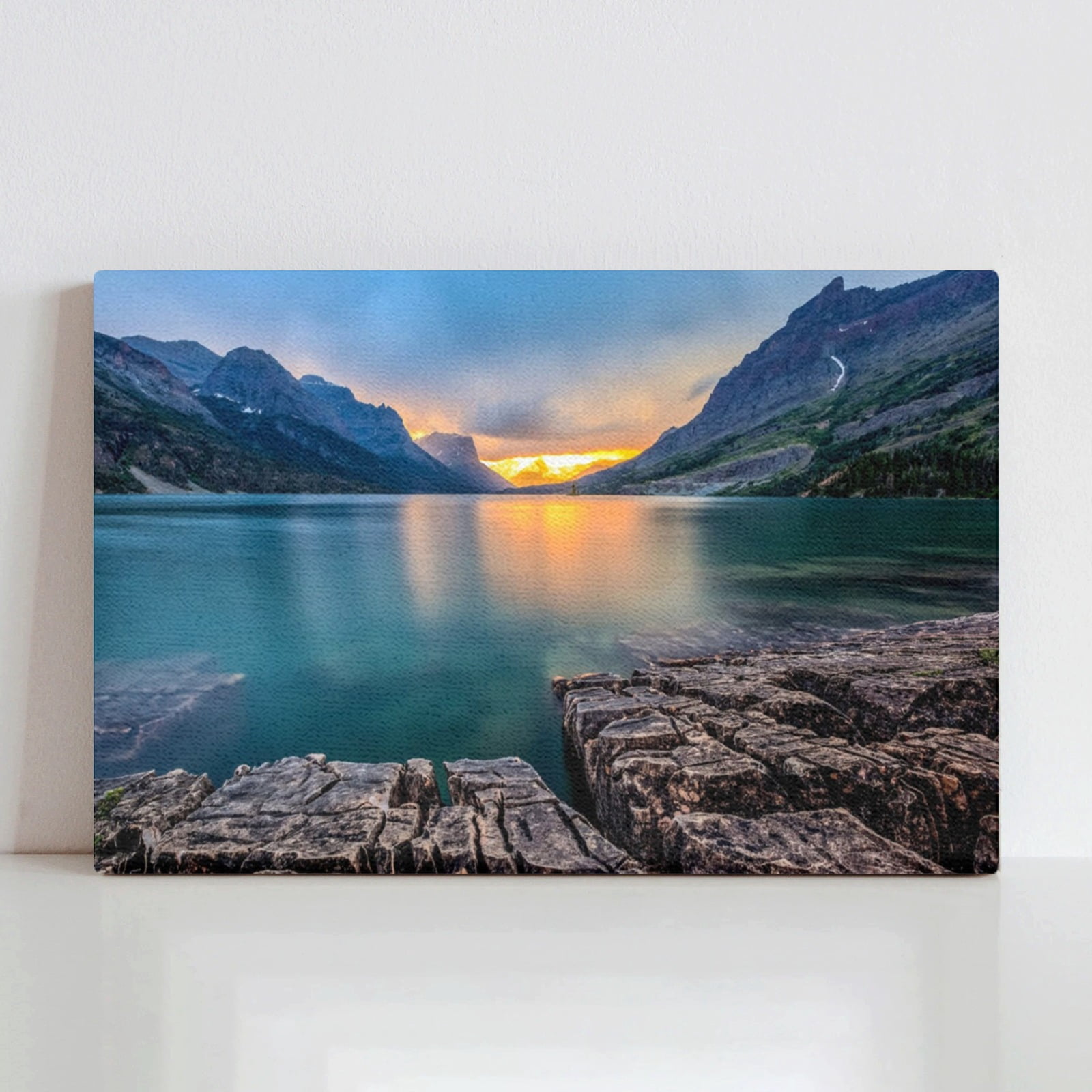 XUFX Saint Mary Lake Canvas Wall Art Mountain Scenery Wall Print Nature ...
