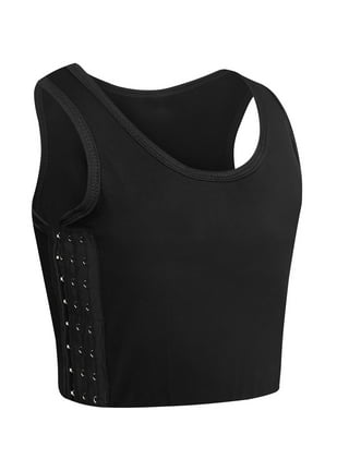 Lesbian Les Tomboy Crop Vest Tank Top Breast Chest Binder FTM Black/White  019
