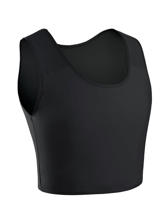 Women's Breathable Chest Binder Compression Bra Tank Top (B, S)