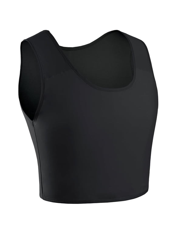 Women's Breathable Chest Binder Compression Bra Tank Top (B, XXL)
