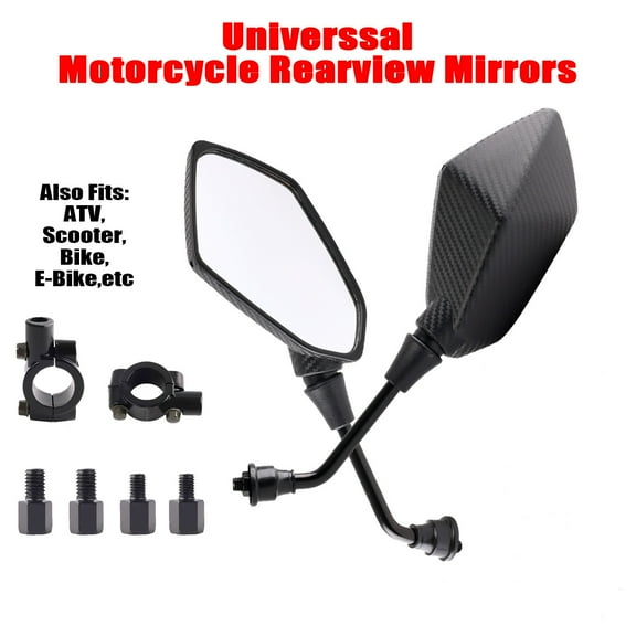 XUKEY 10mm 7/8" Universal Motorcycle Side Mirror for Suzuki Honda ATV Carbon Fiber
