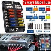 XUKEY 12 Way Auto LED Blade Fuse Box Block Holder 12V 32V Car Power Distribution Relay