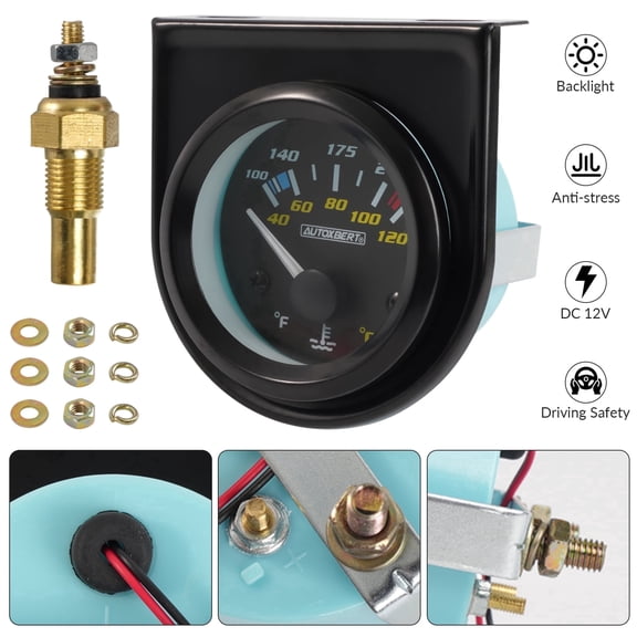 XUKEY 2 52mm LED Water Temp Gauge Meter Coolant Temperature Gauge Holder w/ Sensor