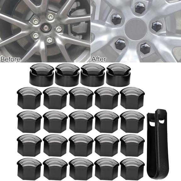 XUKEY 24PC 17MM Black Car Wheel Nut Cap Auto Tyre Hub Screw Anti-Rust Protection Cover