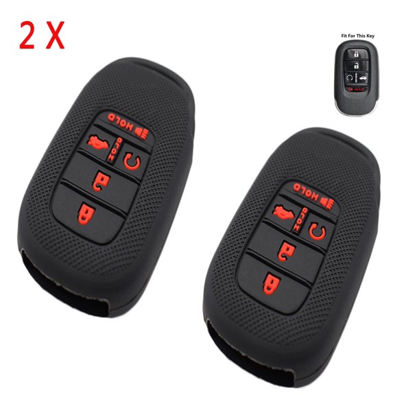DON'T TOUCH MY KEY 2Pcs 5 Buttons Silicone Car Remote Key Fob Cover Case Cover for Honda Civic Accord Pilot CRV
