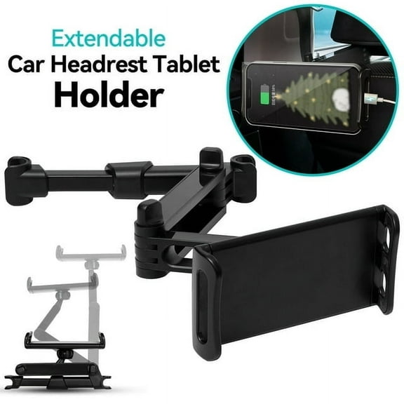Yiyasu 360 Adjustable Car Back Seat Headrest Mount Tablet Holder for 4"-11" Phone iPad ABS Plastic