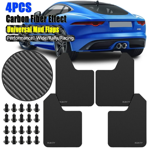 XUKEY 4PCS Universal Mud Flaps 15''11.5''Carbon Fiber Front / Rear Tires Splash Guards for Car Truck SUV