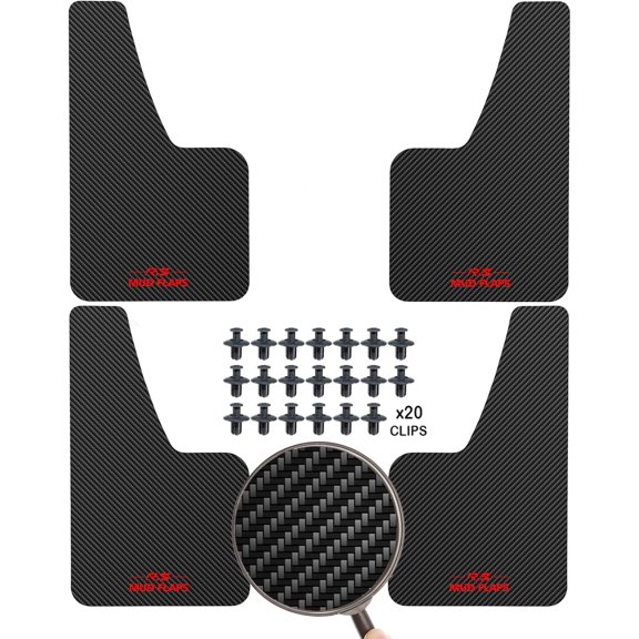XUKEY 4pcs Black Universal Mudflaps for Car SUV Van Hatchback UTV ATV Front Rear Mud Flaps Splash Guards Fender Flares Mudguard with Hardware 14.17''x 8.27''("R.S MUD Flaps Logo)