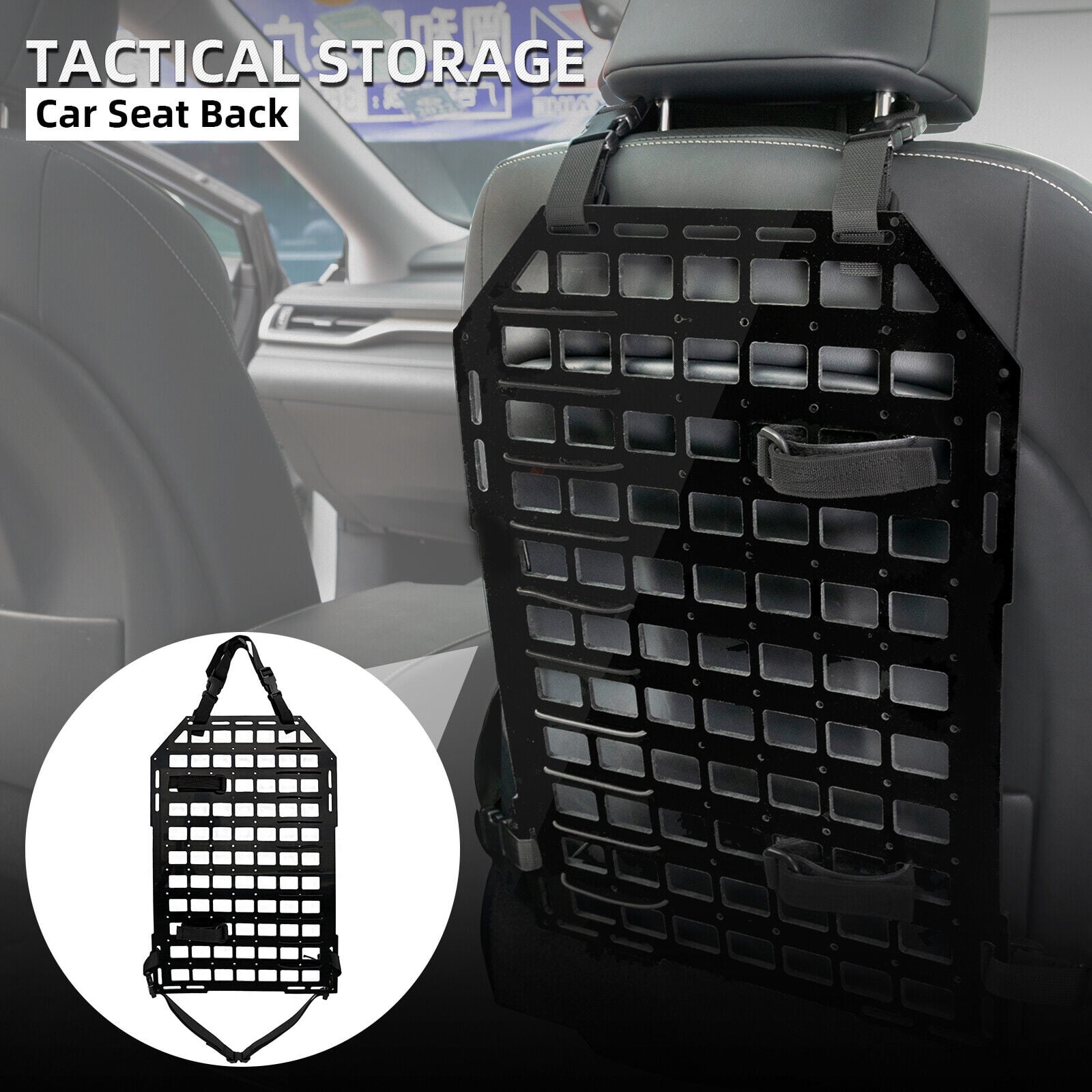 2Pcs Rigid Molle Panel for Vehicles, Storage Back Seat Truck and