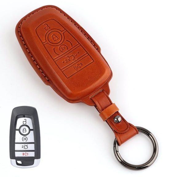 DON'T TOUCH MY KEY Brown Car Key Shell Cover Case Genuine Leather for Ford F150 Raptor Edge Expedition