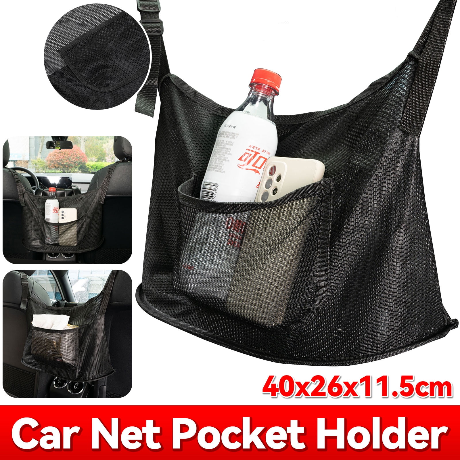 XUKEY Car 2Layer Net Pocket Handbag Holder Organizer Seat Back Side