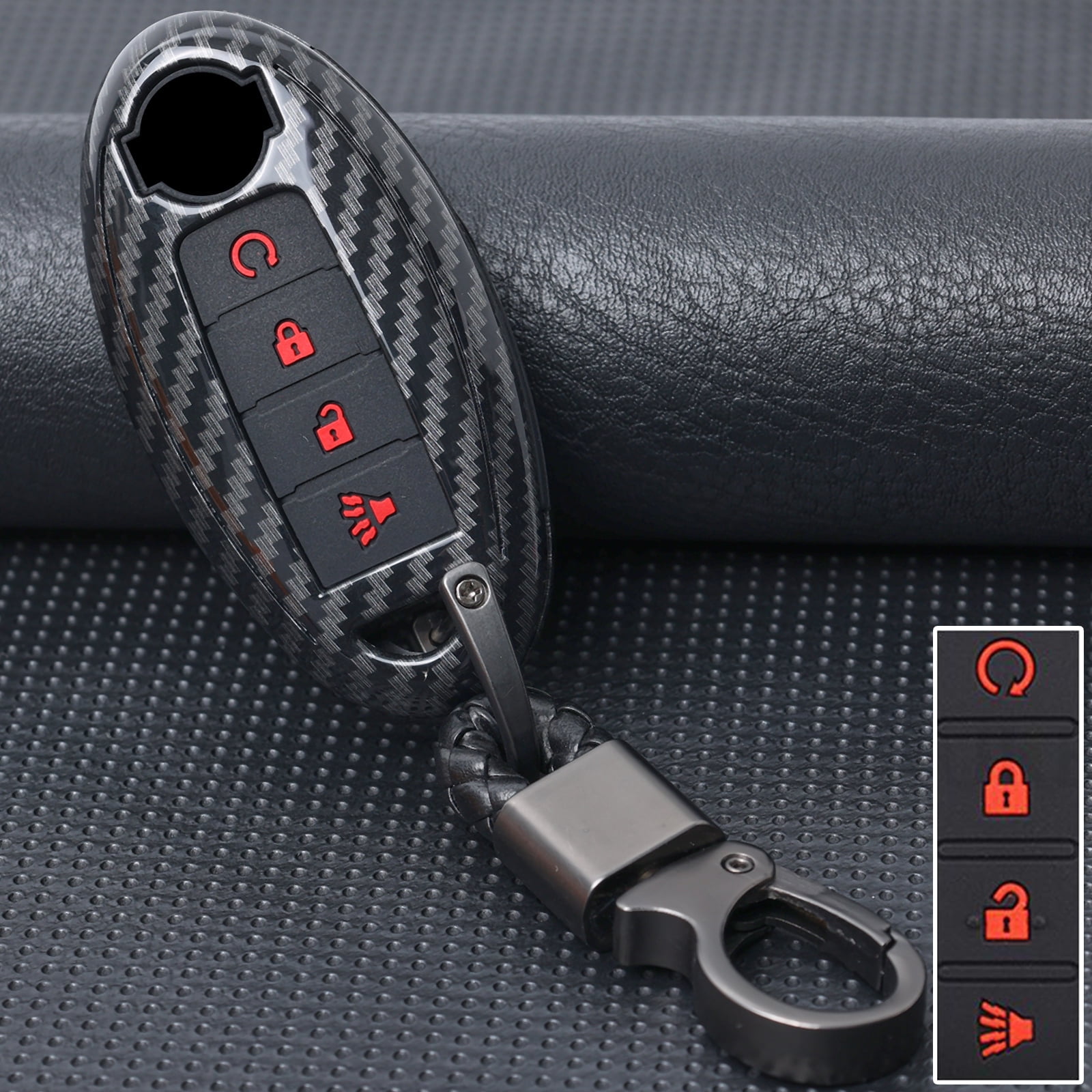 Vicoca Key Fob Cover For Nissan - 5 Buttons, TPU Protection With Diamond Keychain, Purple, For Altima Rogue Etc. - View #2