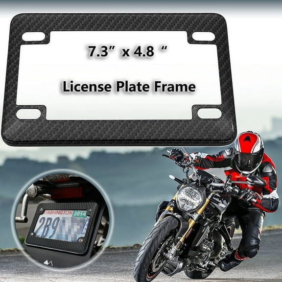 Carbon Fiber Motorcycle License PLate Cover Aluminum Frame Tag Protector Holder