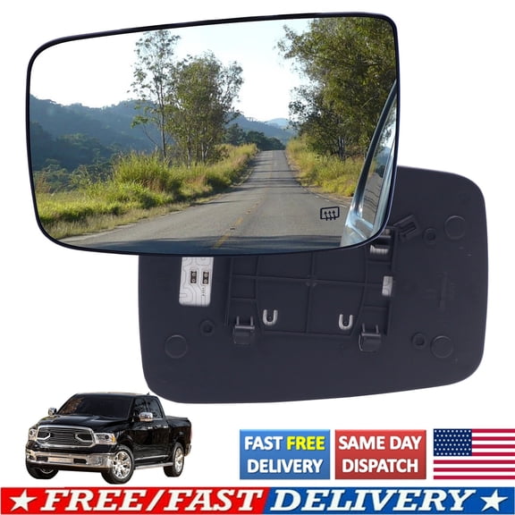 XUKEY Left Driver Side Mirror Glass Power Heated LH For Dodge Ram 1500 2500 2009-19