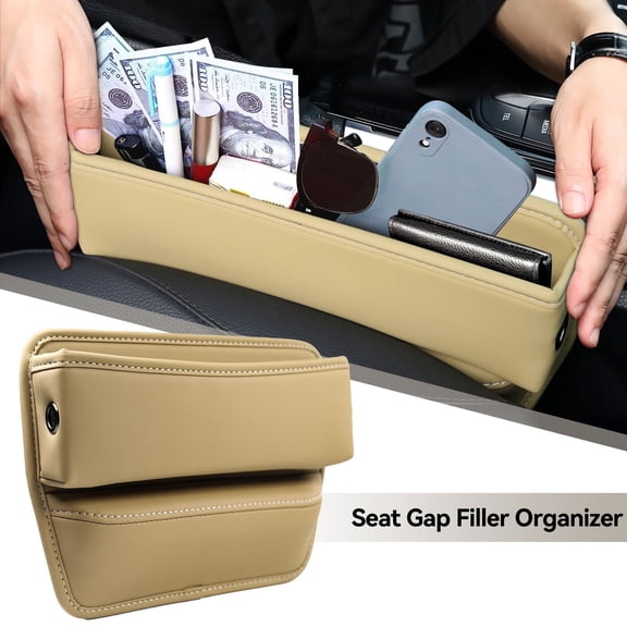 XUKEY Car Seat Gap Filler Organizer with Phone Holder PU Leather Universal