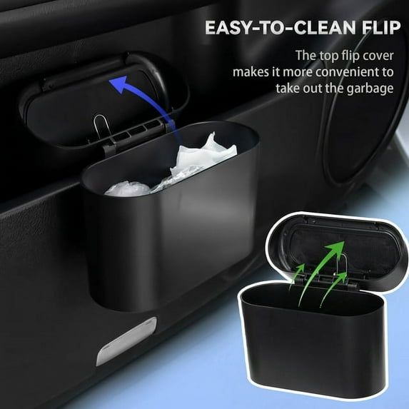 XUKEY Portable Car Trash Can Bin Door Push in Garbage Box Waste Storage Auto Accessories Universal