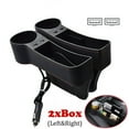 thumbnail image 1 of XUKEY 2PCS Car Seat Gap Organizer Rechargeable Dual USB  Leather Storage Box  Cup Holder, 1 of 11