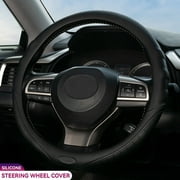 XUKEY Silicone Universal Car Steering Wheel Cover Anti-Slip Waterproof Black 14"-15" Fit for Cars,SUV,Truck,Van