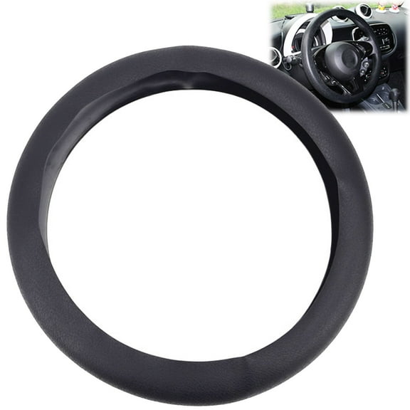 XUKEY Rubber Car Steering Wheel Cover 14" -16" Non-Slip Black Universal