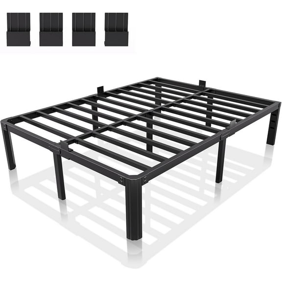 XUKIL 14 Inch Queen Size Bed Frame, Heavy Duty Metal Platform Queen Bed Frames with Steel Slats & Sturdy Mattress Stoppers, UnderBed Storage, Noise-Free No Box Spring Needed, Easy Assembly