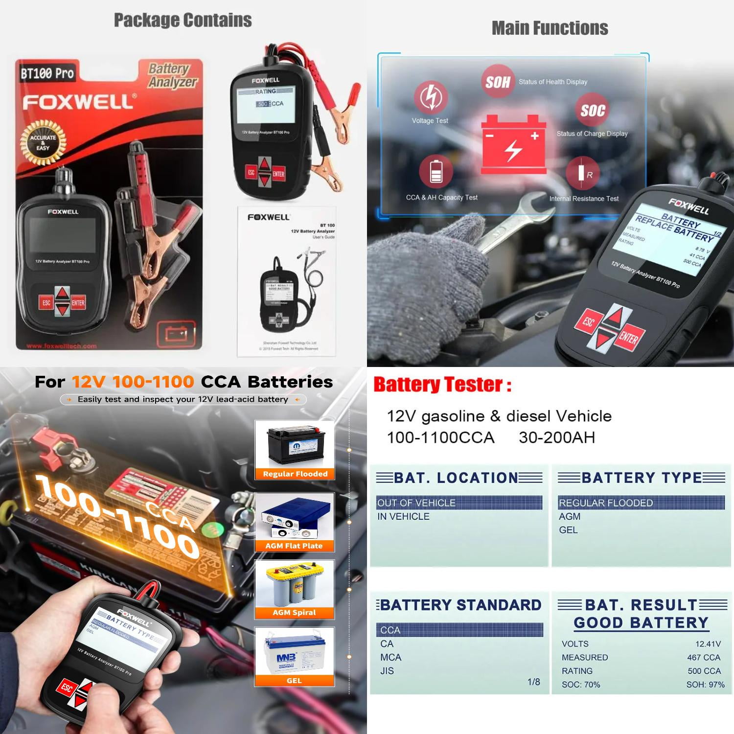 XULHAN BT100 Pro Car Battery Tester 12V for Lead Acid Flooded AGM GEL XULHAN BT100 Pro Car Battery Tester 12V for Lead Acid Flooded AGM GEL