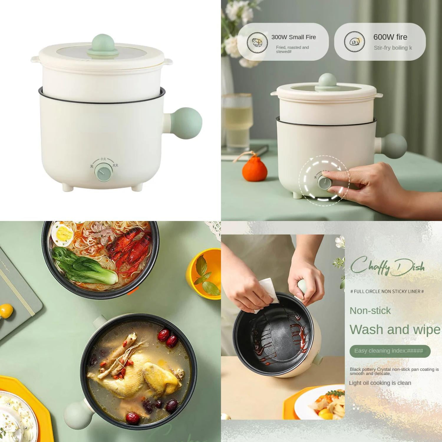 XULHAN Rice Pot Multicooker Hotpot Stew Heating Pan Noodles Eggs Soup