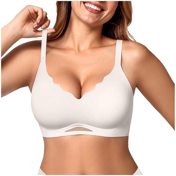 BNOXUT Women's Sports Bra Wireless Seamless Plus Size High Support Full Coverage Push up Lift Gathered Comfy Yoga Gym BrasX-LargeWhite